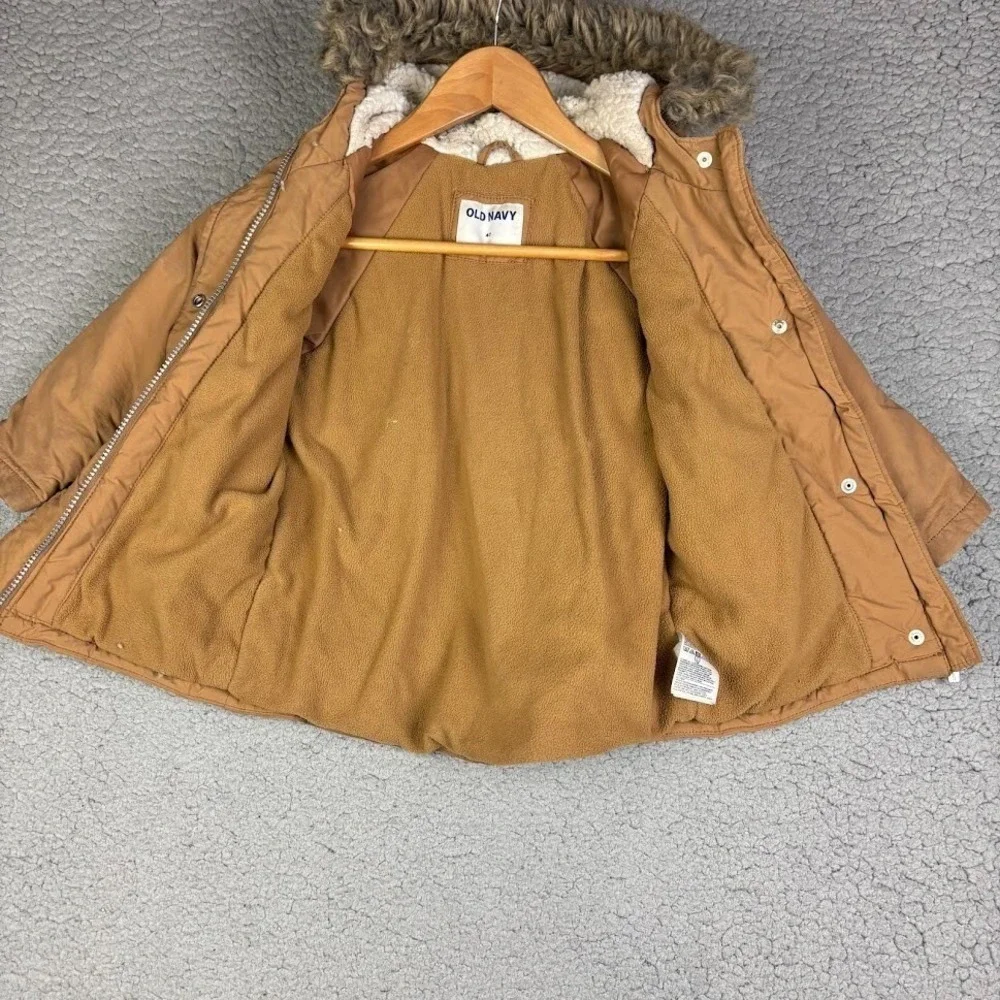 Old Navy Parka Coat‎ 4T Fur Trim Toddler Jacket * BEATER DISTRESSED STAINS READ